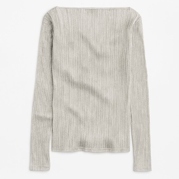 JCrew sheer metallic boatneck top in stainless steel gossamer, size small - Picture 1 of 5